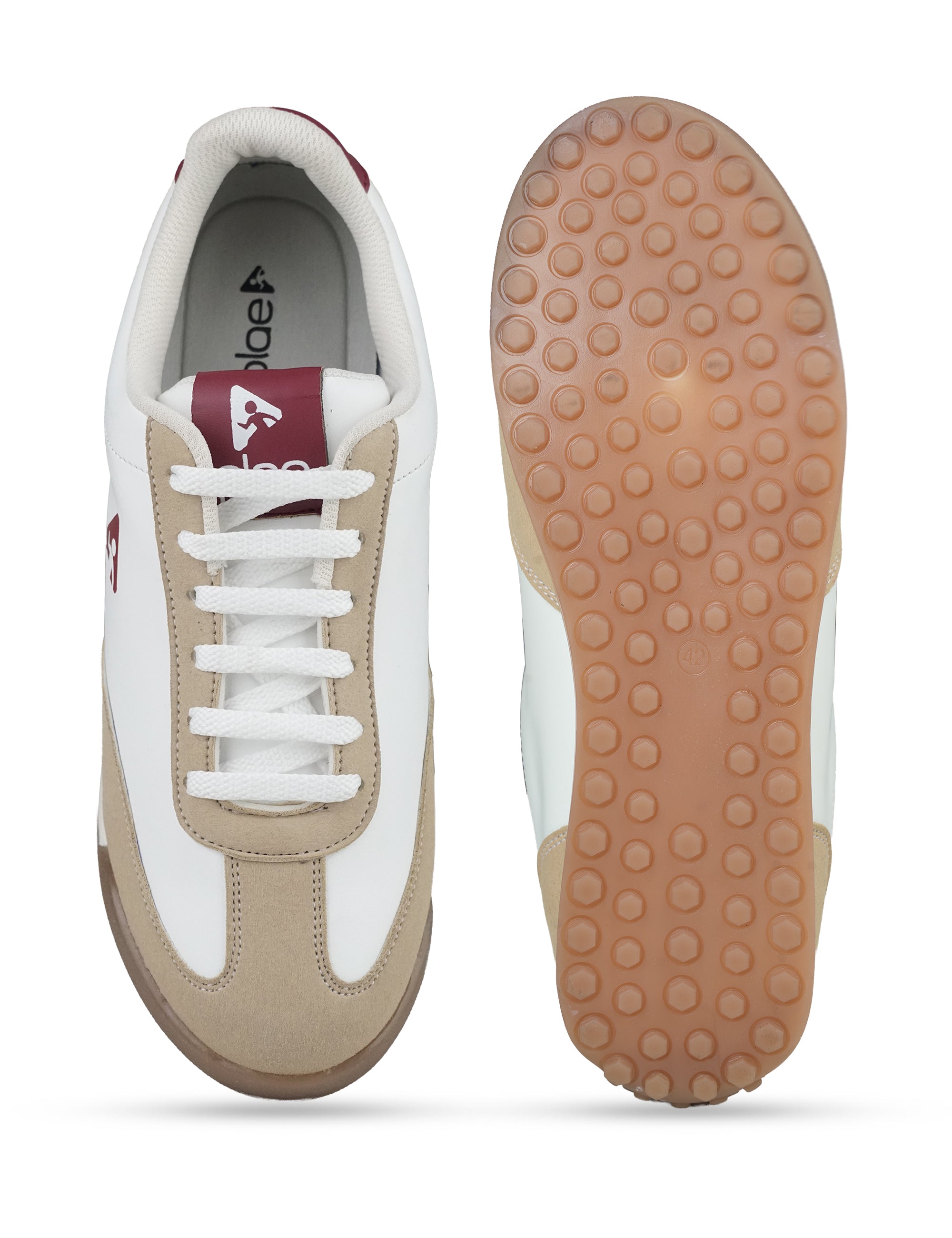 PLAE X-Men Lace-Up Casual Sneakers – White/Beige