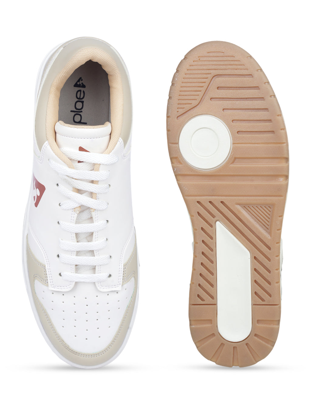 PLAE - Classic Men Lace Up Casual Sneaker – White/Beige