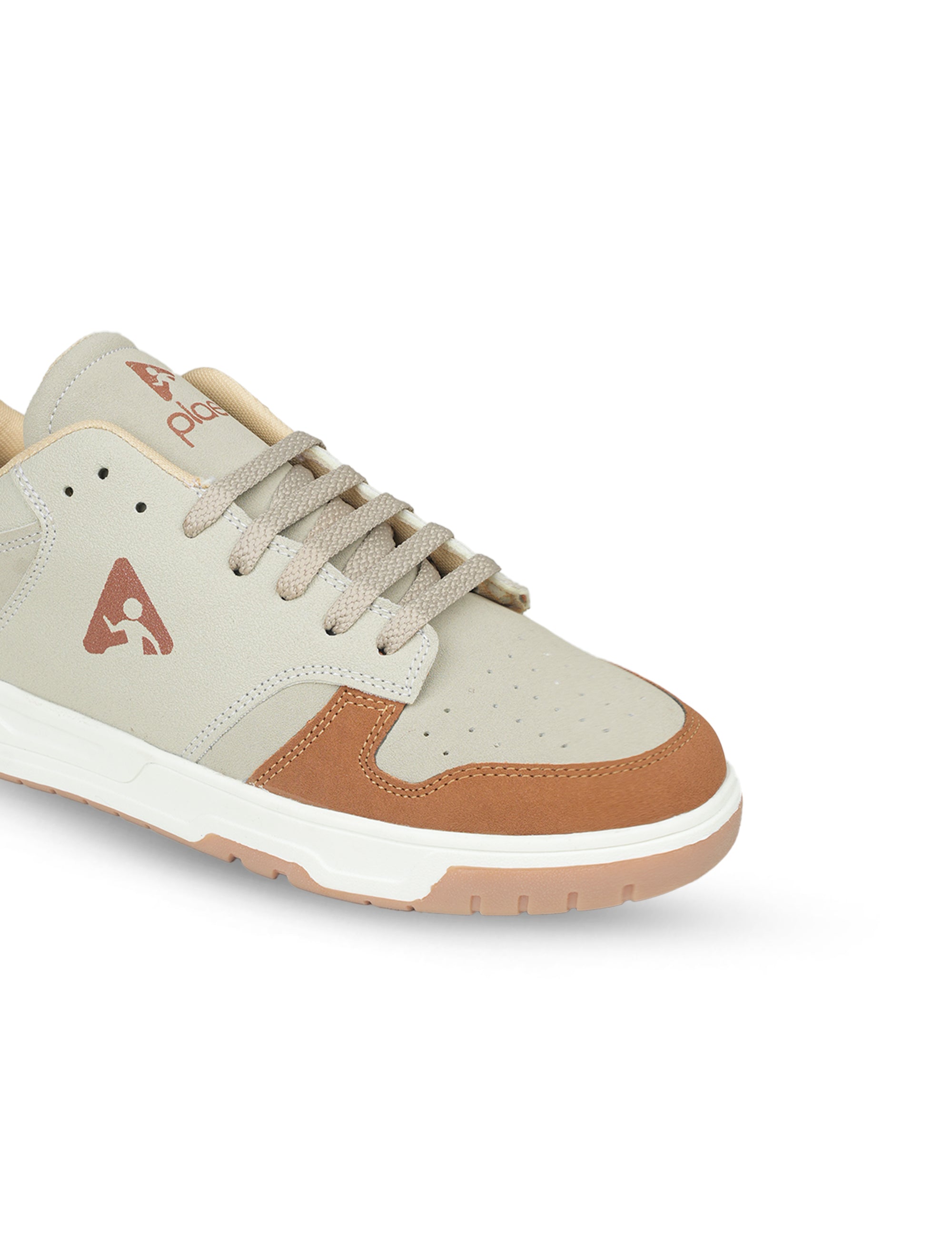 PLAE - Classic Men Lace Up Casual Sneaker – Beige/Rust