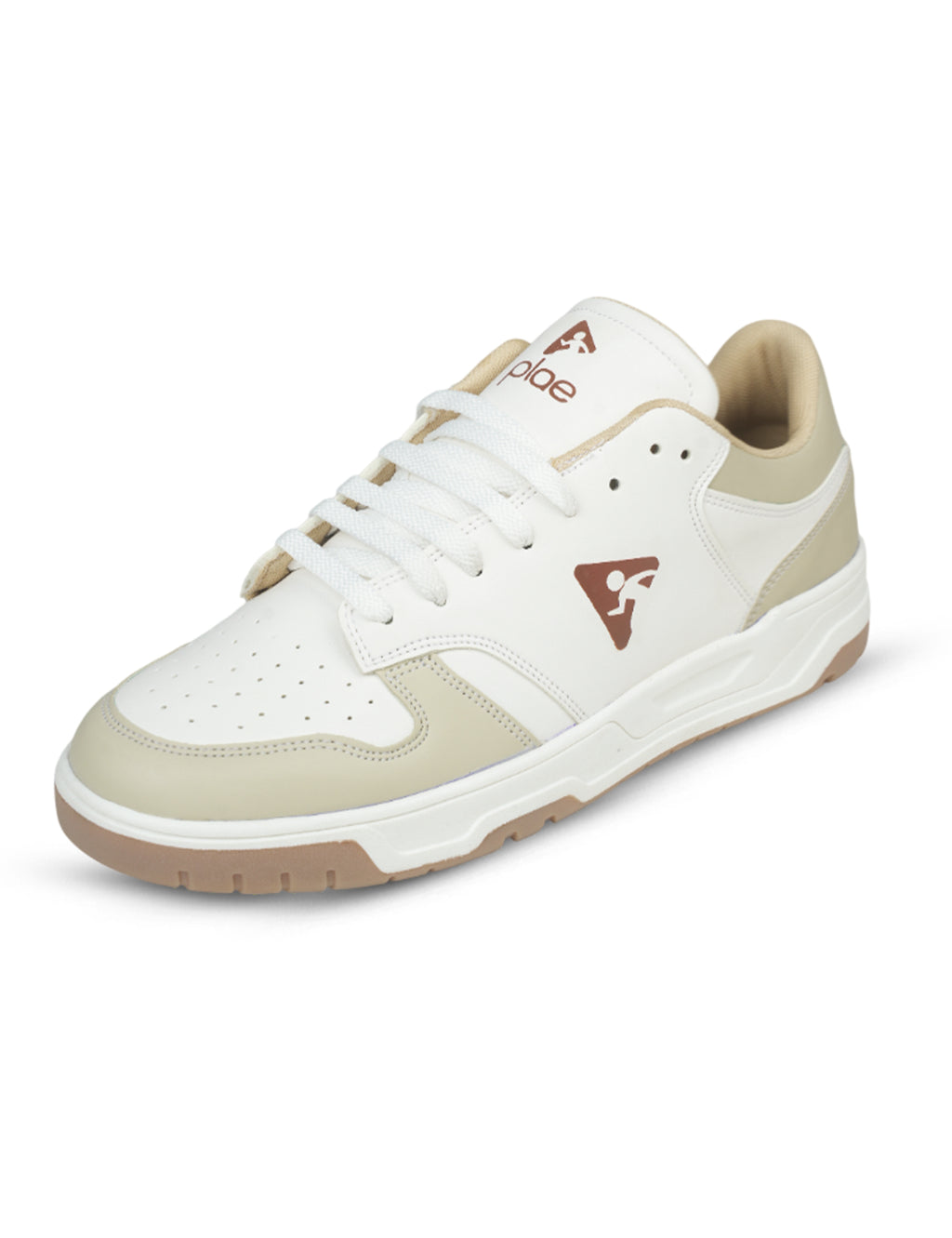 PLAE - Classic Men Lace Up Casual Sneaker – White/Beige