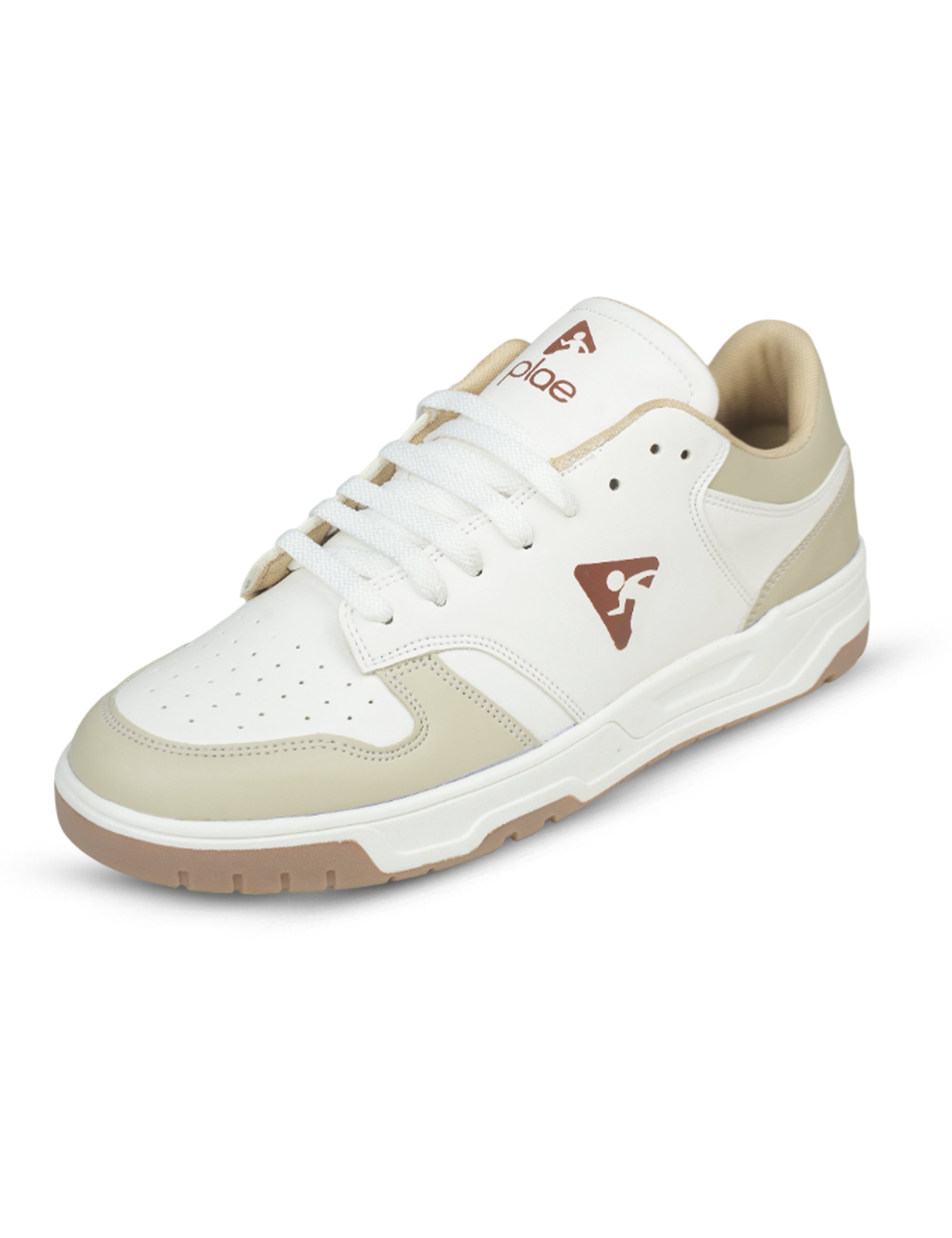 PLAE - Classic Men Lace Up Casual Sneaker – White/Beige