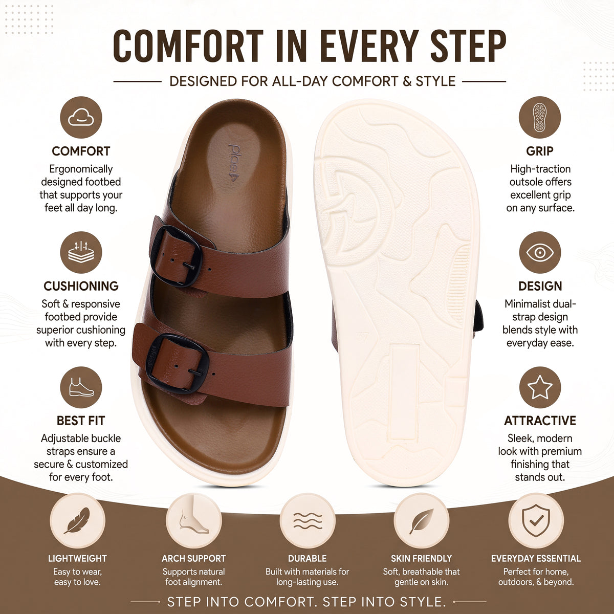 PLAE - Glide Women Casual Slipper – Brown