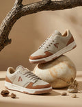 PLAE - Classic Men Lace Up Casual Sneaker – Beige/Rust