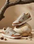 PLAE - Classic Men Lace Up Casual Sneaker – Beige/Rust