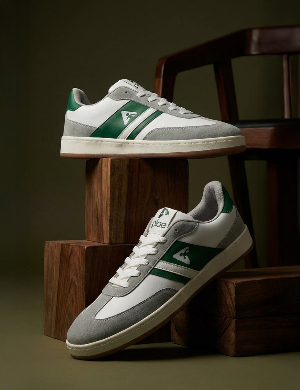 PLAE - Scarlet Men Lace Up Casual Sneaker – White/Green