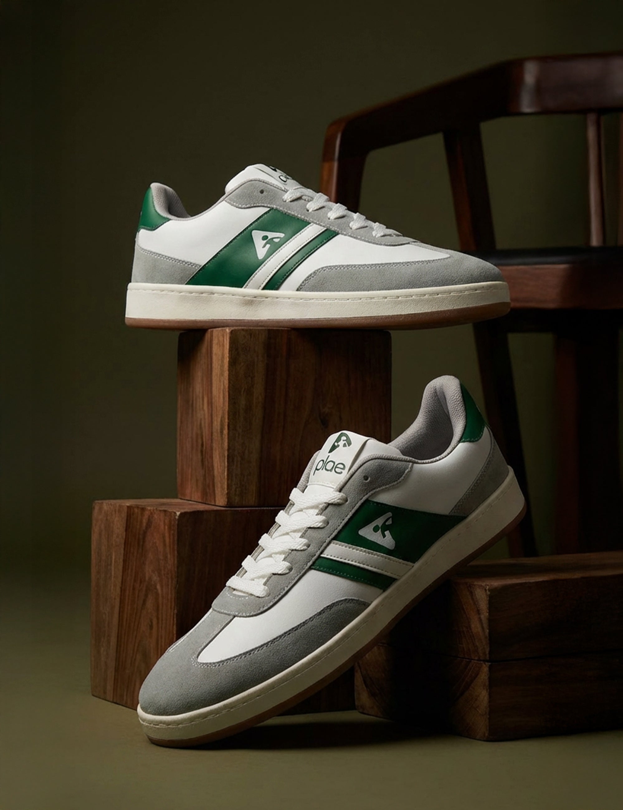 PLAE - Scarlet Men Lace Up Casual Sneaker – White/Green