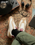 PLAE X-Men Lace-Up Casual Sneakers – White/Beige