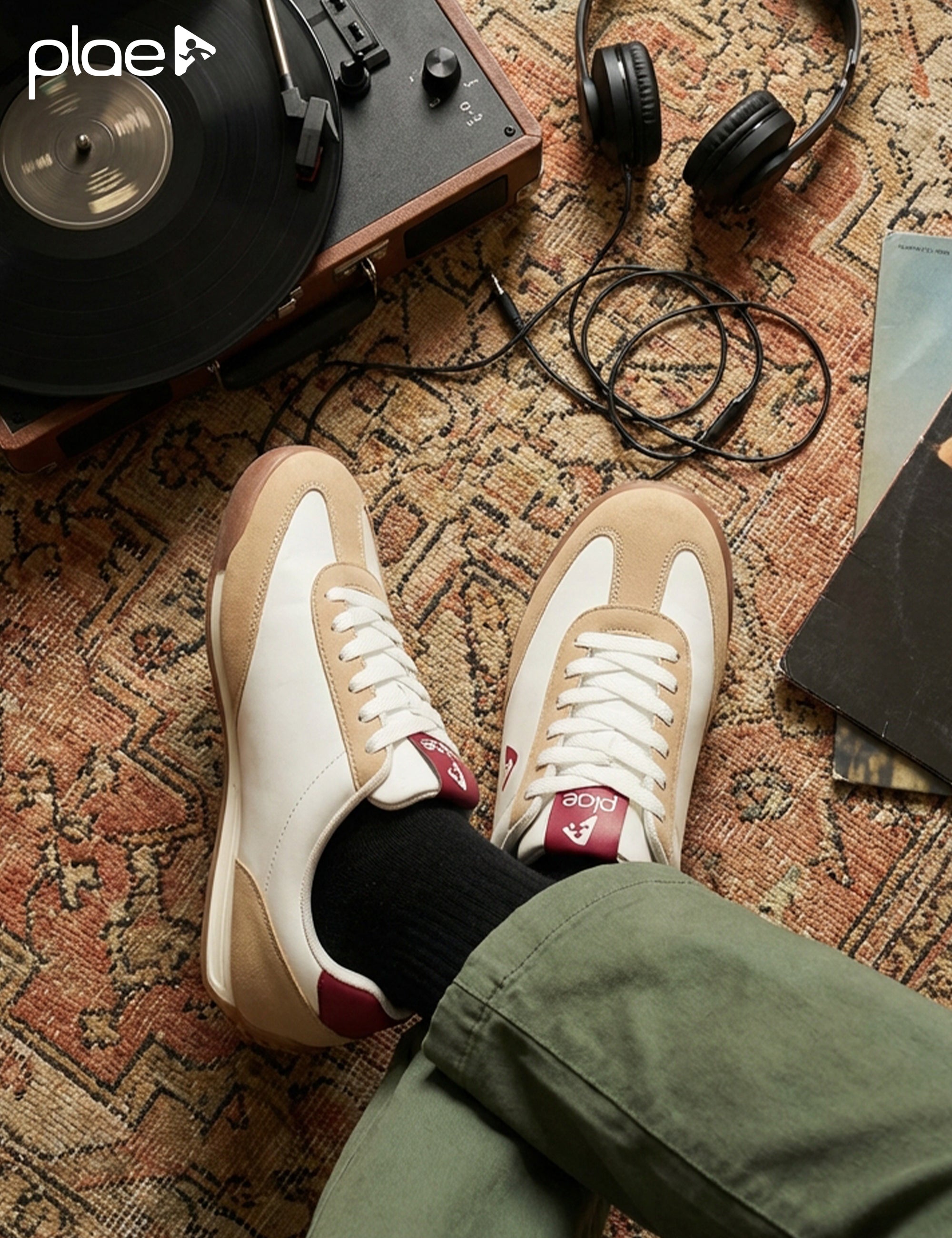 PLAE X-Men Lace-Up Casual Sneakers – White/Beige