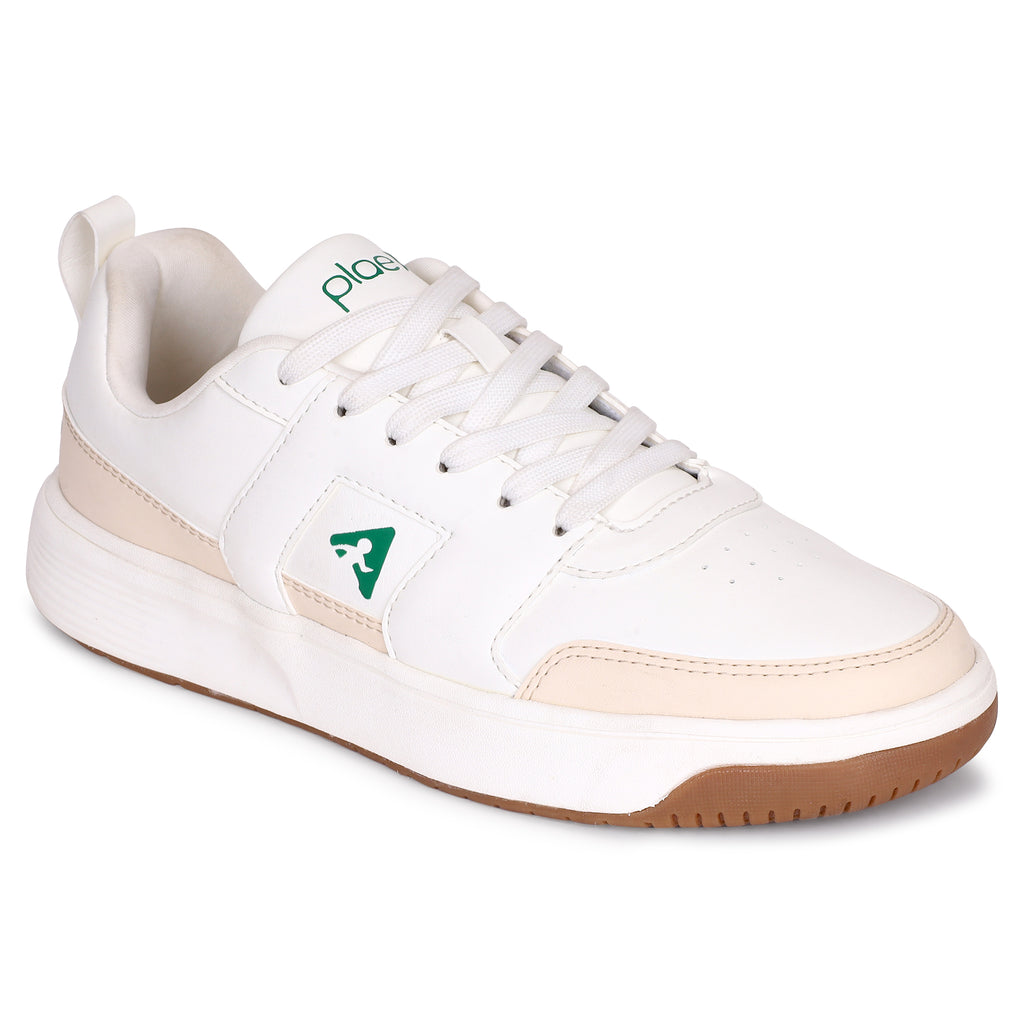 PLAE - Krest Men Lace Up Casual Sneaker – White/Beige