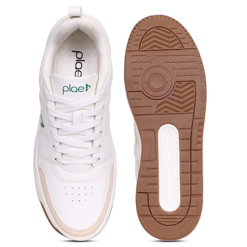 PLAE - Krest Men Lace Up Casual Sneaker – White/Beige