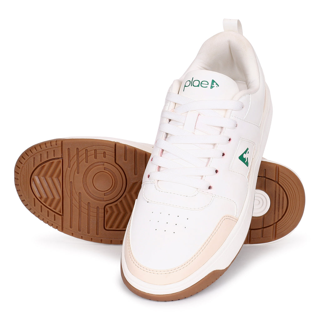 PLAE - Krest Men Lace Up Casual Sneaker – White/Beige