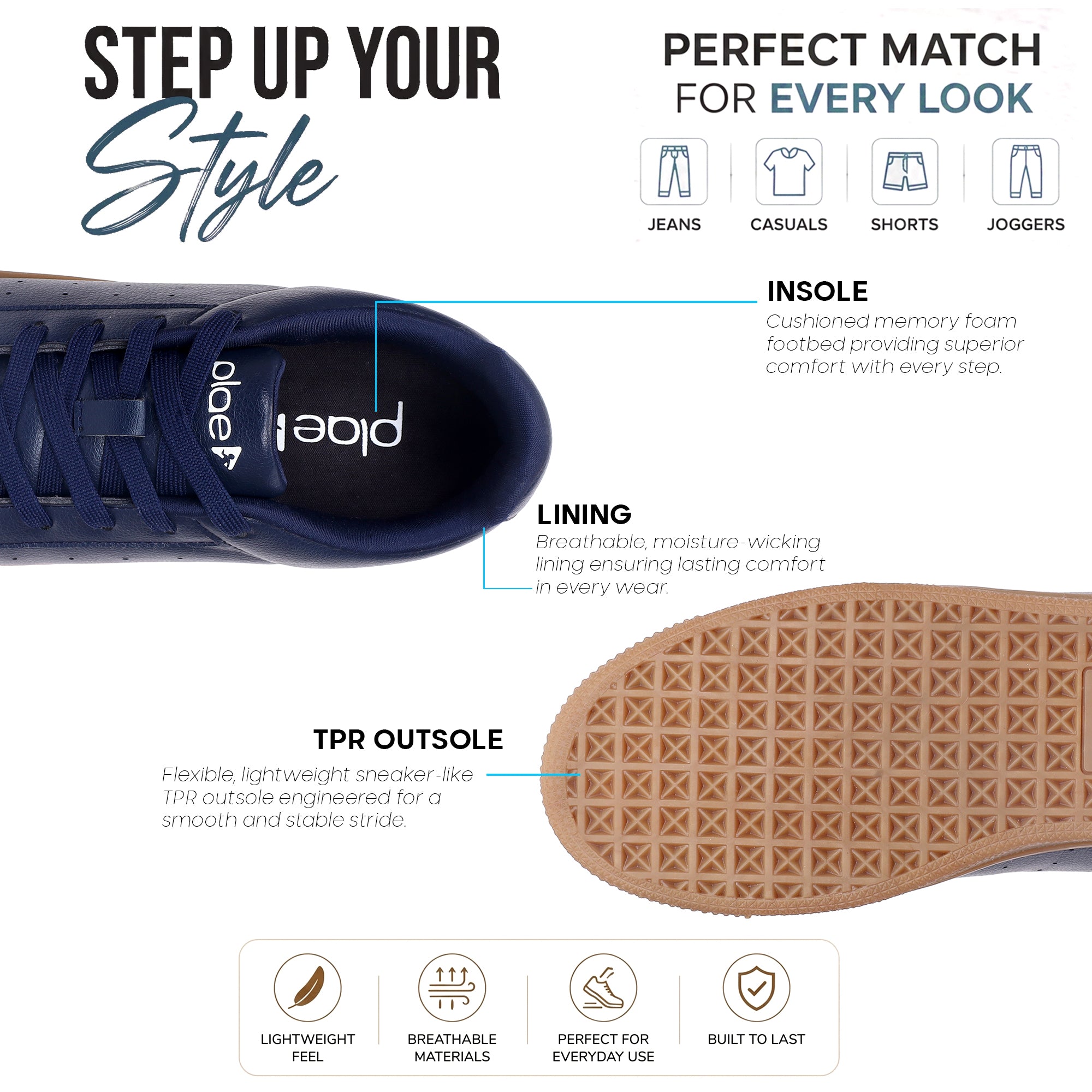 PLAE - Nivo Men Lace Up Casual Sneaker – Navy
