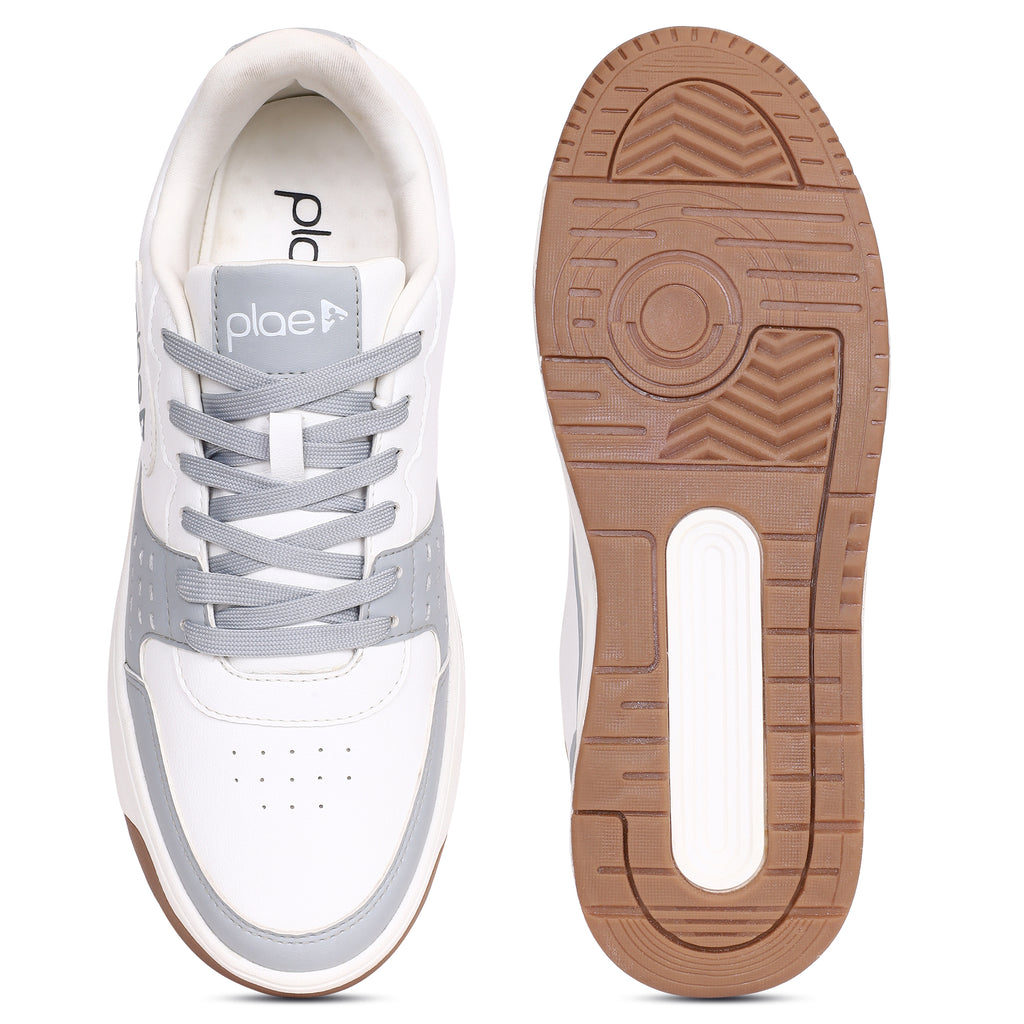 PLAE - Echo Men Lace Up Casual Sneaker – White/Grey