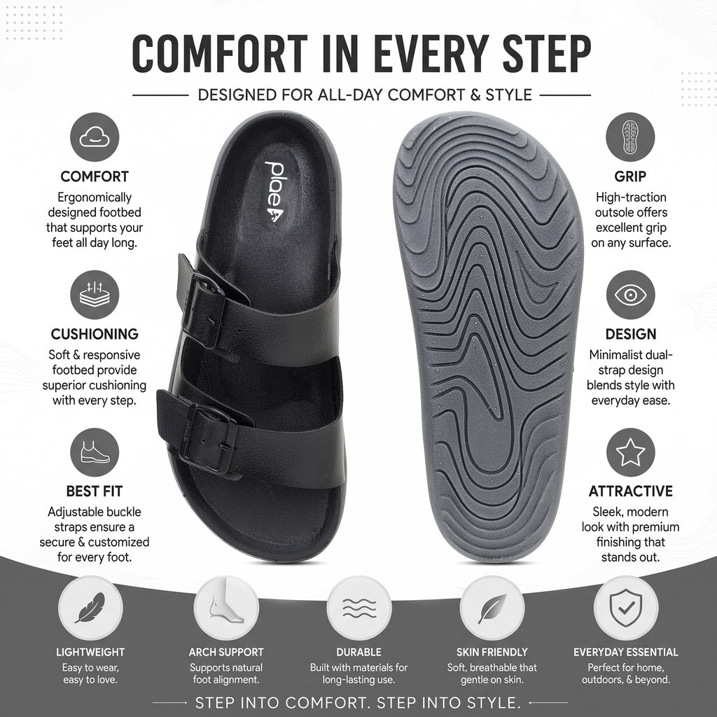 PLAE - Pace Men Casual Slipper – Black