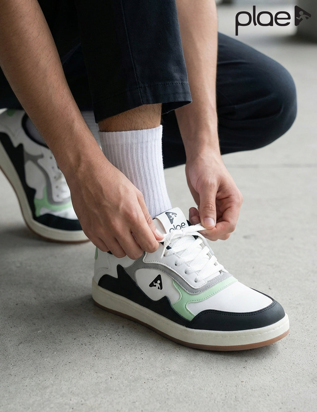 PLAE - Runner Men Lace Up Casual Sneaker – White/Sea Green